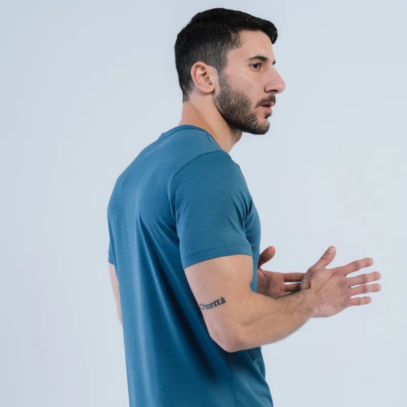 Premium men’s crew-neck tee by Intersect Collection in denim blue